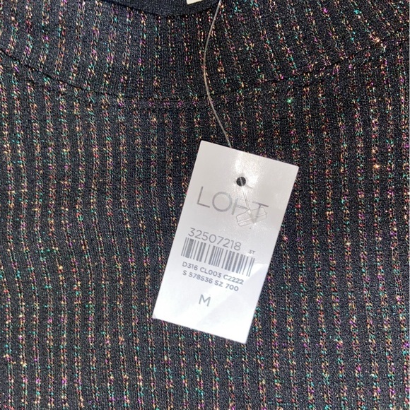 LOFT Shimmer Sweater Dress New! Multicolored glitter metallic medium black - Picture 7 of 11